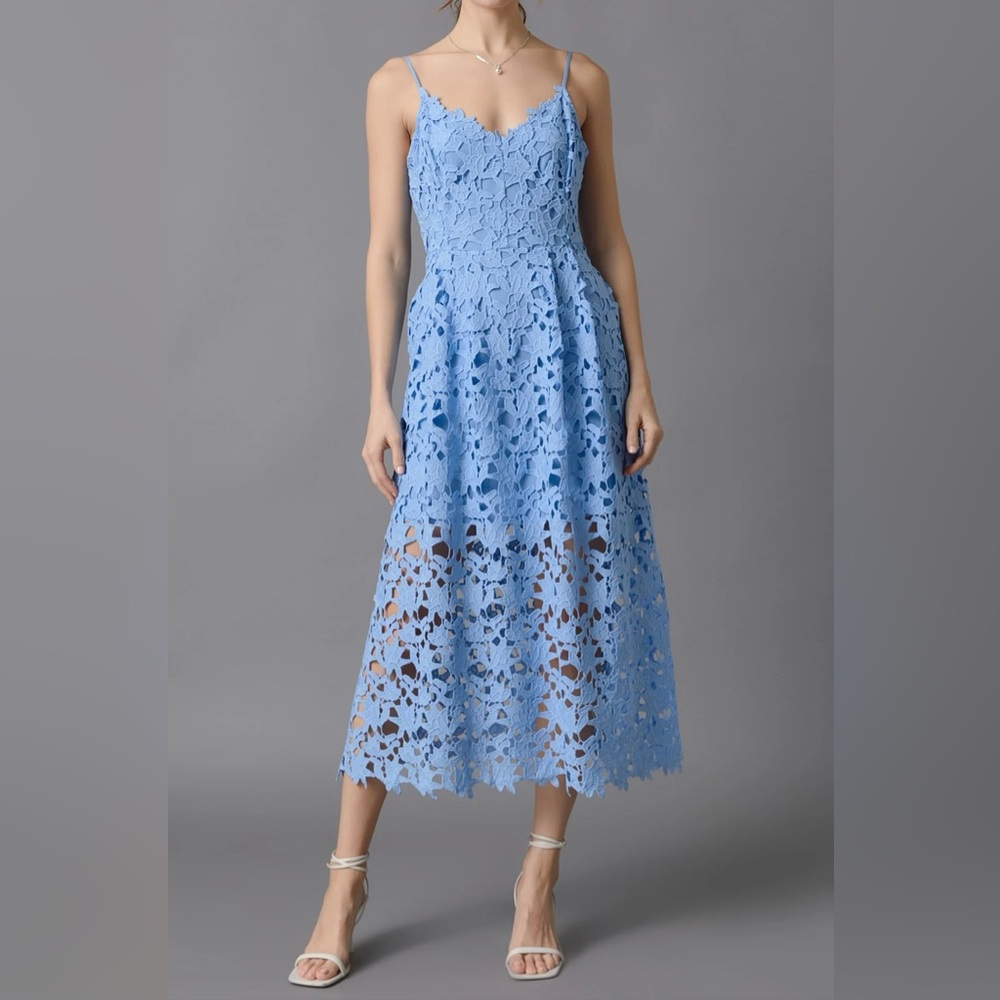 ENDLESS ROSE LACE CAMI MIDI DRESS-POWDER BLUE